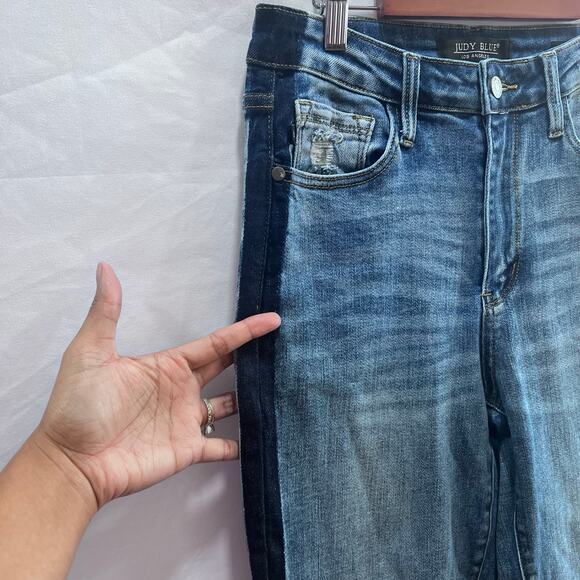 Judy Blue Riley High Waist Dark Side Seam Detail Straight Leg Jeans Women's 7/28 - Picture 7 of 13